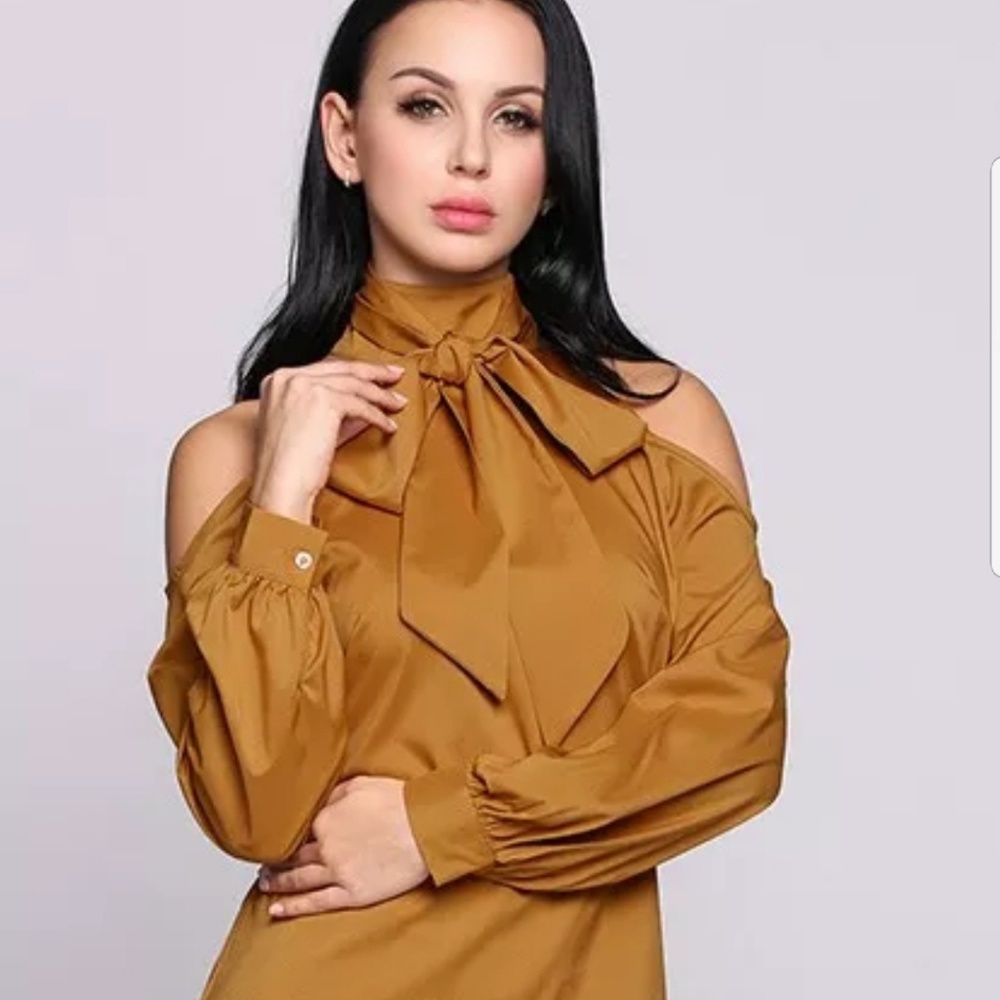 Women Long Sleeve Blouses off shoulder yellow